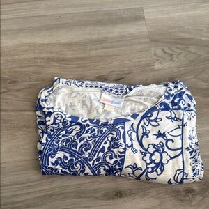 LuLaRoe Blue and White Floral Sweatshirt